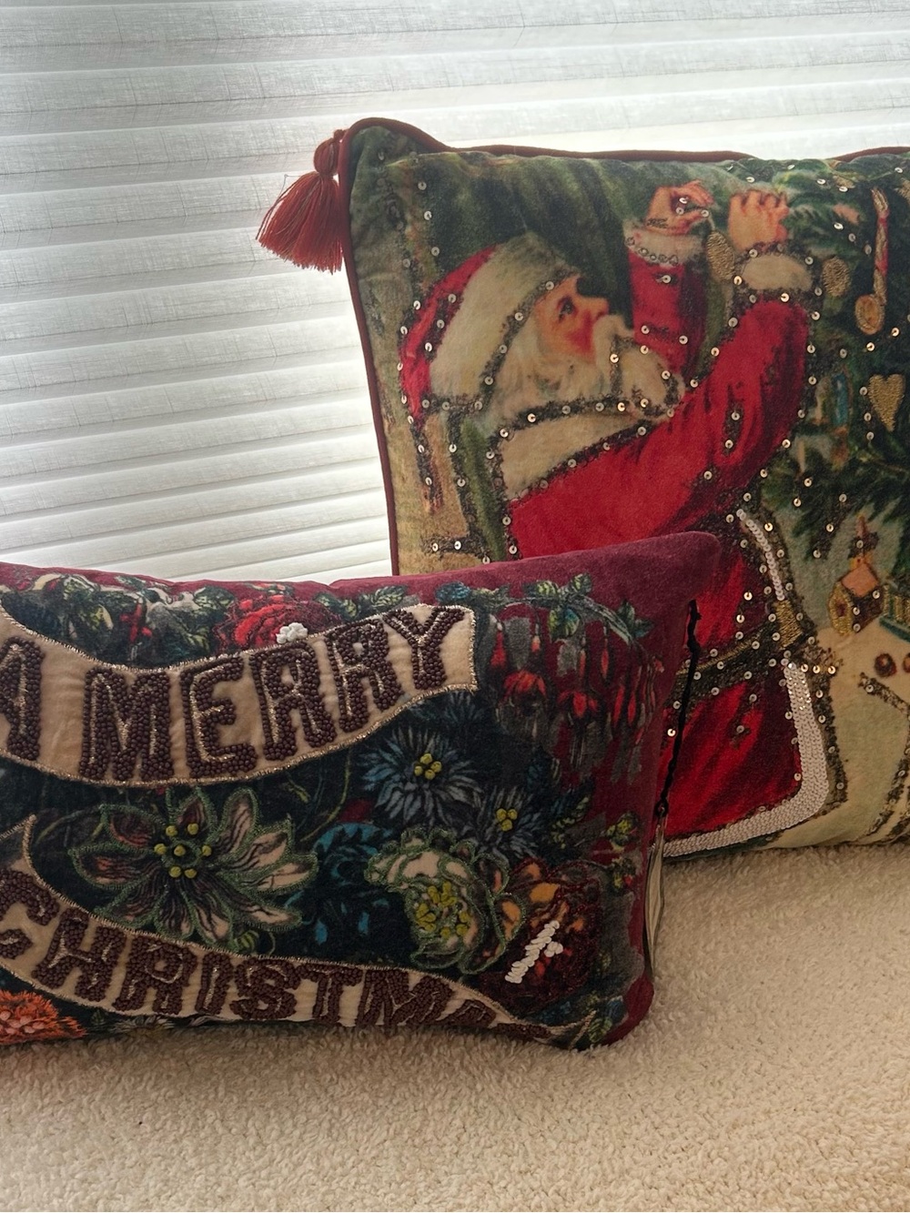 John Derian Christmas pillows